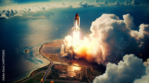 space launch, space shuttle launch to space, generative ai