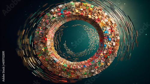 Striking visual representation of a circular economy in motion. Generative AI
