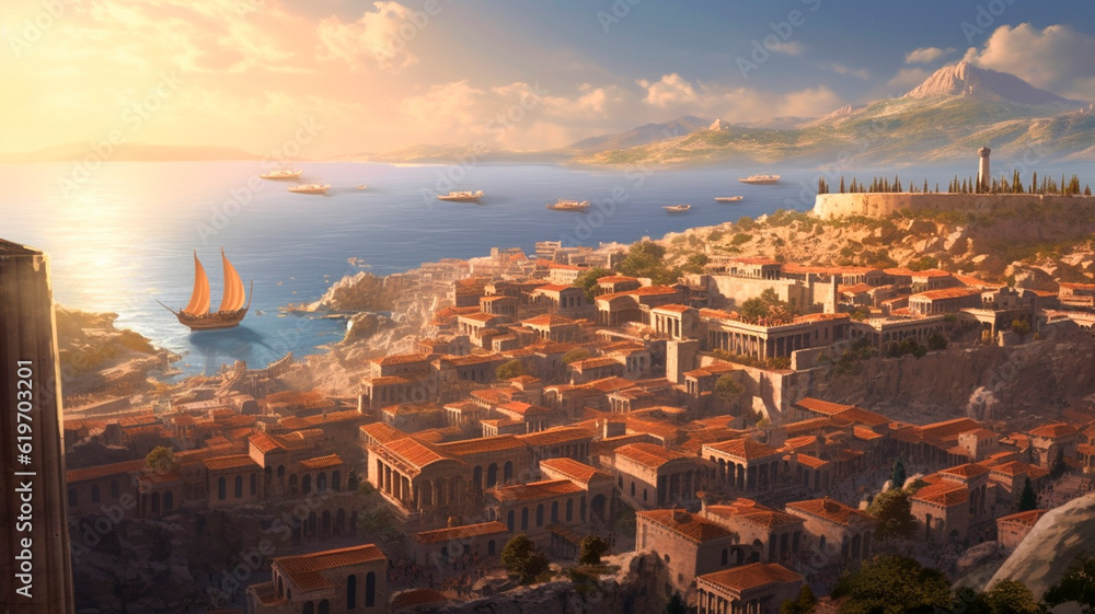 The exploration of an ancient Greek city. Generative AI