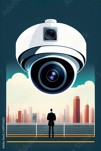 Total surveillance of a businessman over an artificial city