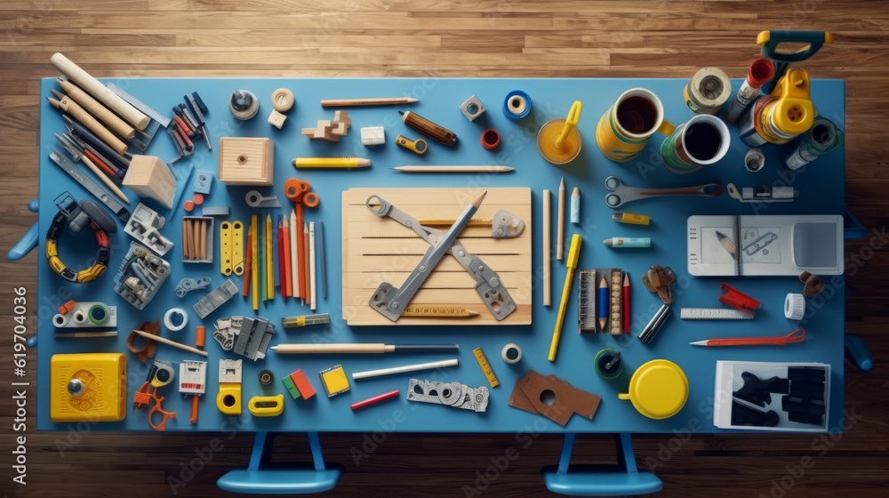 top view of a childrens desk, generative ai top view of a childrens desk, generative ai