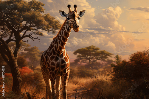 the fleeting moments of animal behavior in a safari, from a leopard stealthily stalking its prey to a family of giraffes gracefully bending their long necks to reach leaves from th Generative AI