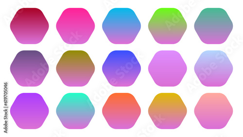 Colorful Orchid Color Shade Linear Gradient Palette Swatches Web Kit Rounded Hexagons Template Set