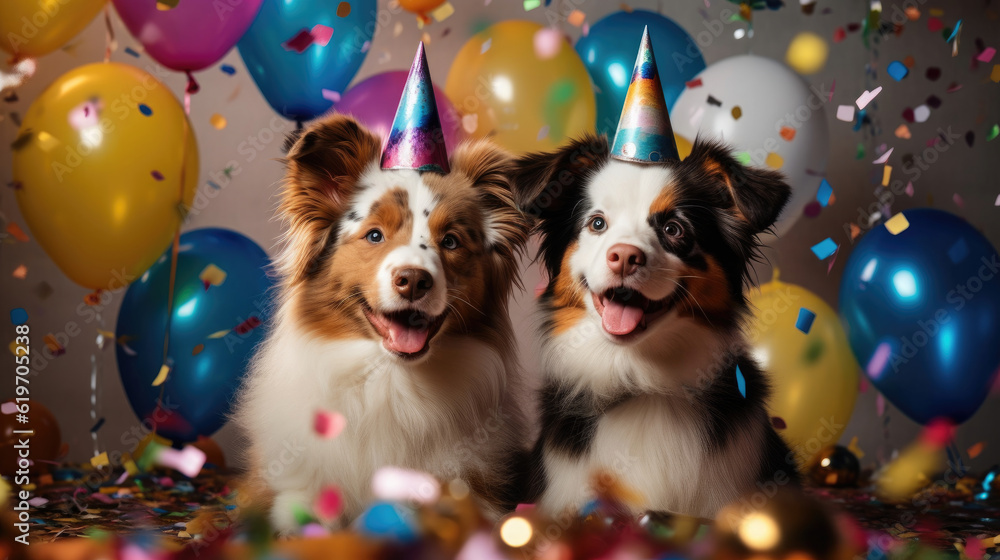 Cute Smiling Dogs Celebrating New Year 2024 HD Background Wallpaper   1000 F 619705238 RFqjfq6kvKBJF3ZYfgKhQBav37HDFgYx 