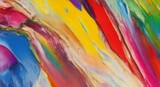 Closeup of abstract rough colorful multicolored art painting texture, with oil brushstroke, pallet knife paint on canvas;AI Generated