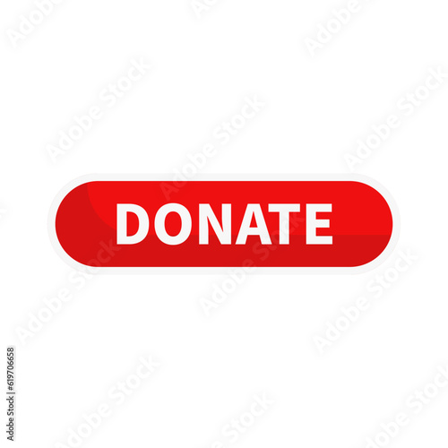 Donate Button In Red Color Rounded Rectangle Shape 