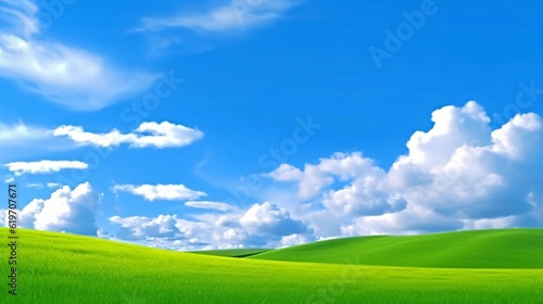 青空と広い草原のイメージ　generative ai