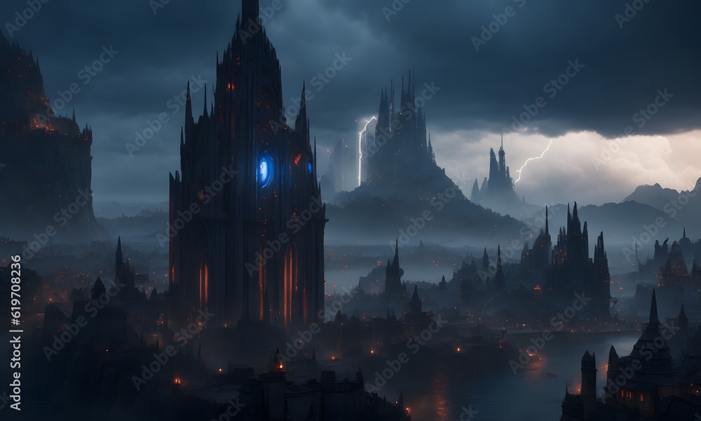 Fototapeta premium A magical city in an unknown world