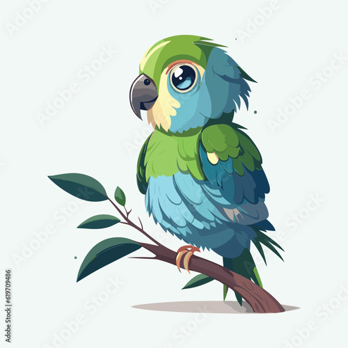 vector cute parakeet cartoon style