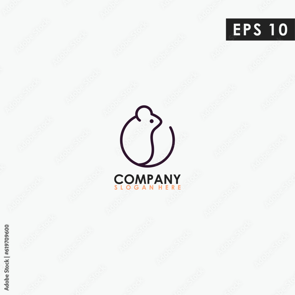Line Mouse Modern Logo Design Isolated In Shape Colour Vector Template Illustration Line Mouse Modern Logo Design Isolated In Shape Colour Vector Template Illustration