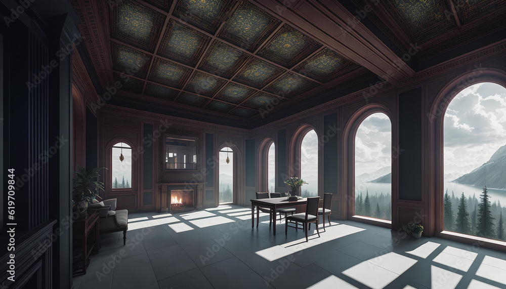 Elegant living room setting, Generative AI.