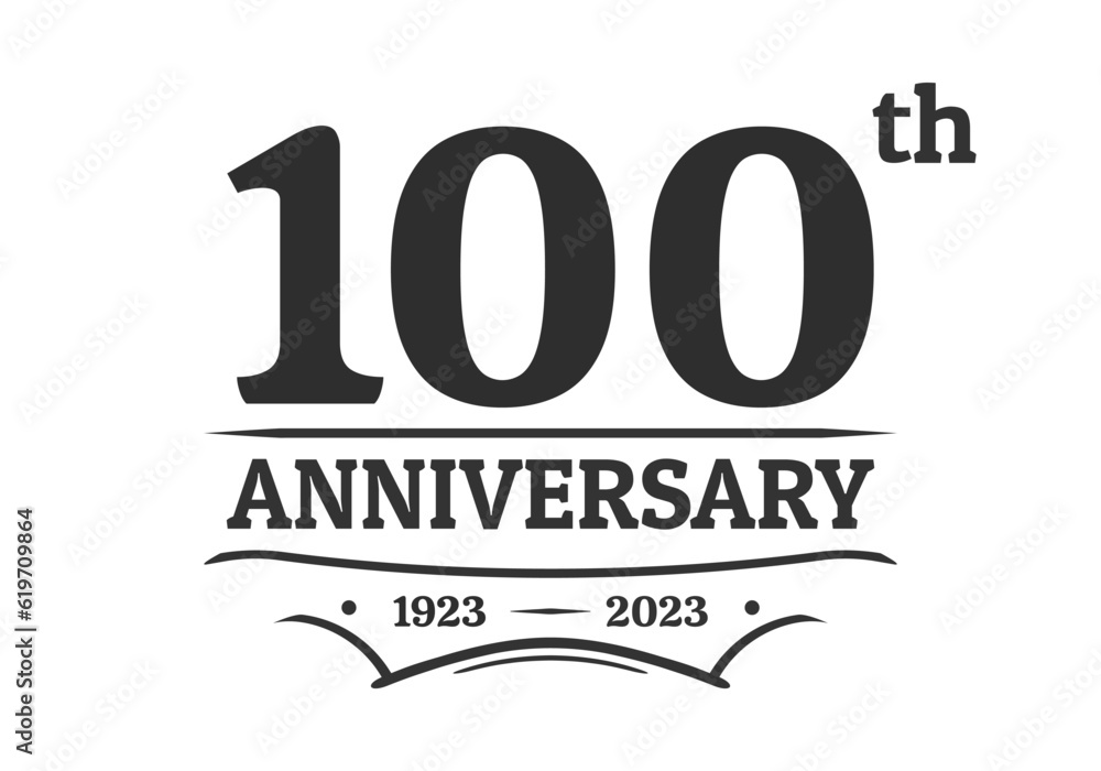 100 years anniversary logo, icon or label. 100th jubilee, birthday celebration vintage design template. Wedding, invitation card element. Vector illustration. 100 years anniversary logo, icon or label. 100th jubilee, birthday celebration vintage design template. Wedding, invitation card element. Vector illustration.