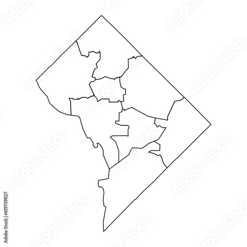 Washington DC map with neighborhoods. Vector illustration.