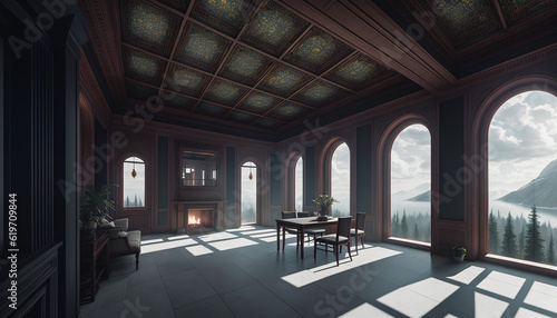 Elegant living room setting, Generative AI. © 4K_Heaven