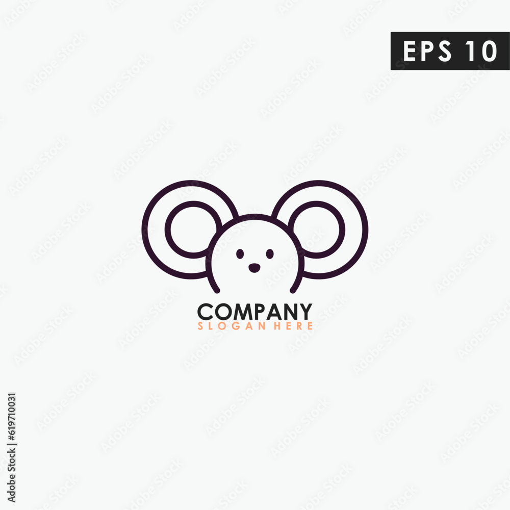 Line Mouse Modern Logo Design Isolated In Shape Colour Vector Template Illustration