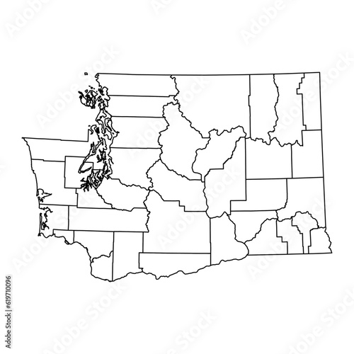 Washington state map with counties. Vector illustration.