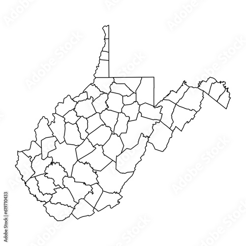 West Virginia state map with counties. Vector illustration.