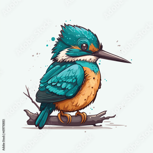 vector cute kingfisher cartoon style