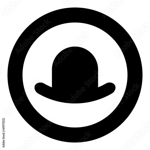 Old hat vintage bowler gentleman headwear male elegant fedora homburg-hat stingy brim top-hat icon in circle round black color vector illustration image solid outline style