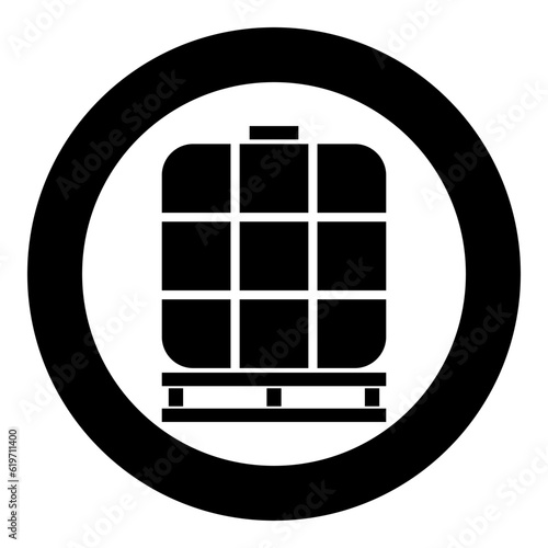 IBC intermediate bulk container tank for liquids fluid water storage reservoir icon in circle round black color vector illustration image solid outline style