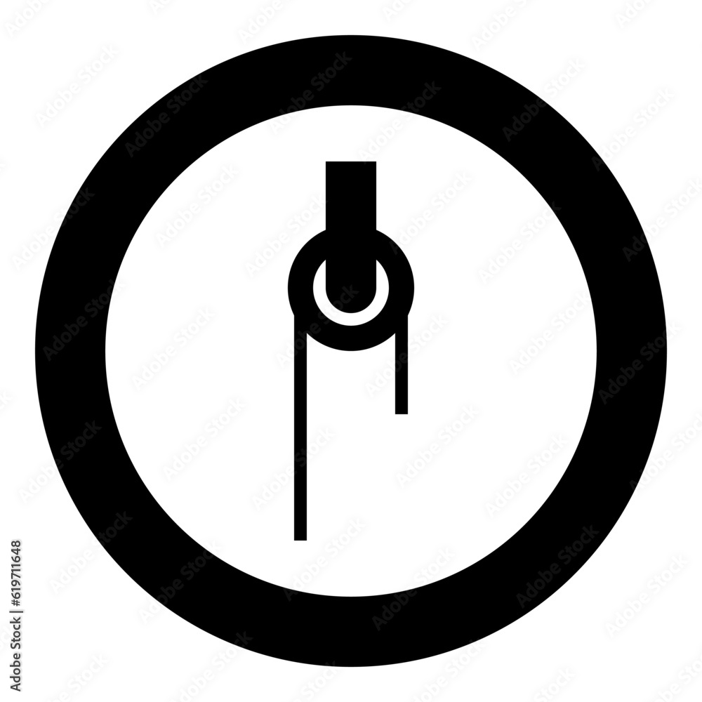 Winch with cord pulley construction climbing block equipment sheave icon in circle round black color vector illustration image solid outline style Winch with cord pulley construction climbing block equipment sheave icon in circle round black color vector illustration image solid outline style
