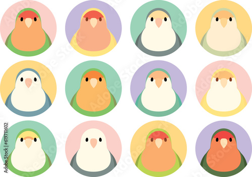 コザクラインコのアイコンセット