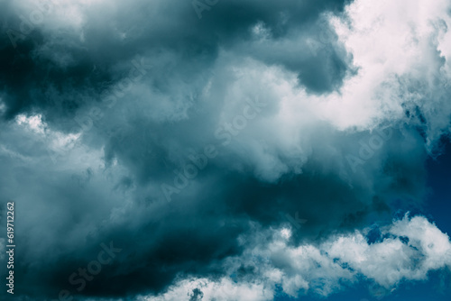 Storm clouds. Dark Blue Cloudy Rainy Sky With Rain Heavy Clouds. Storm, Thunder, Thunderstorm. Sky Natural Background. Cumulonimbus Cloud. Strange Clouds Cloud Sky. Weather Forecast Concept. Heavy