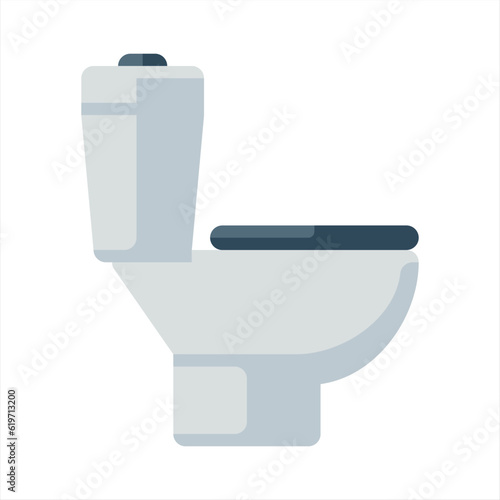 Toilet bowl line icon, outline vector sign, linear style pictogram isolated on white. WC symbol, logo illustration. White ceramic toilet. Modern toilet in flat style. Vector illustration
