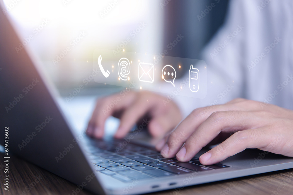 Contact us icon about the concept of customer service center connection.
Contact us icon about the concept of customer service center connection.