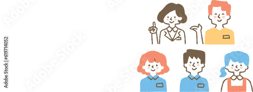 介護施設で働く人たちのセット_色