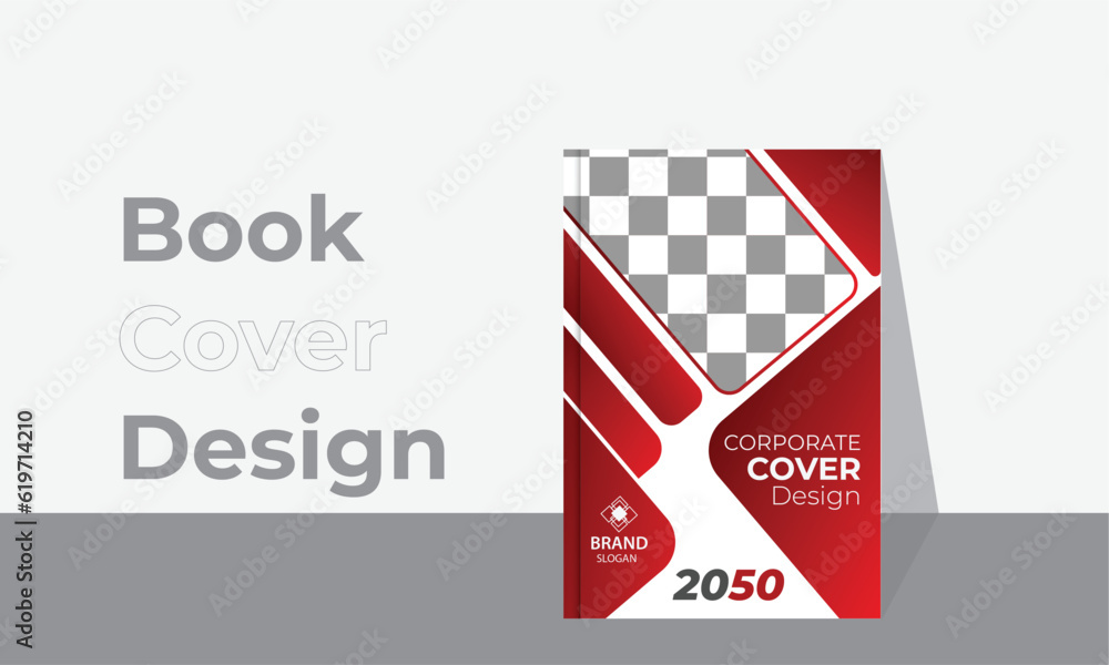 Gradient cover design with Red corporate color. Business book design can be use for poster, banner. Annual report cover. Geometric abstract background. Brochure, flyer template layout, vector leaflet.