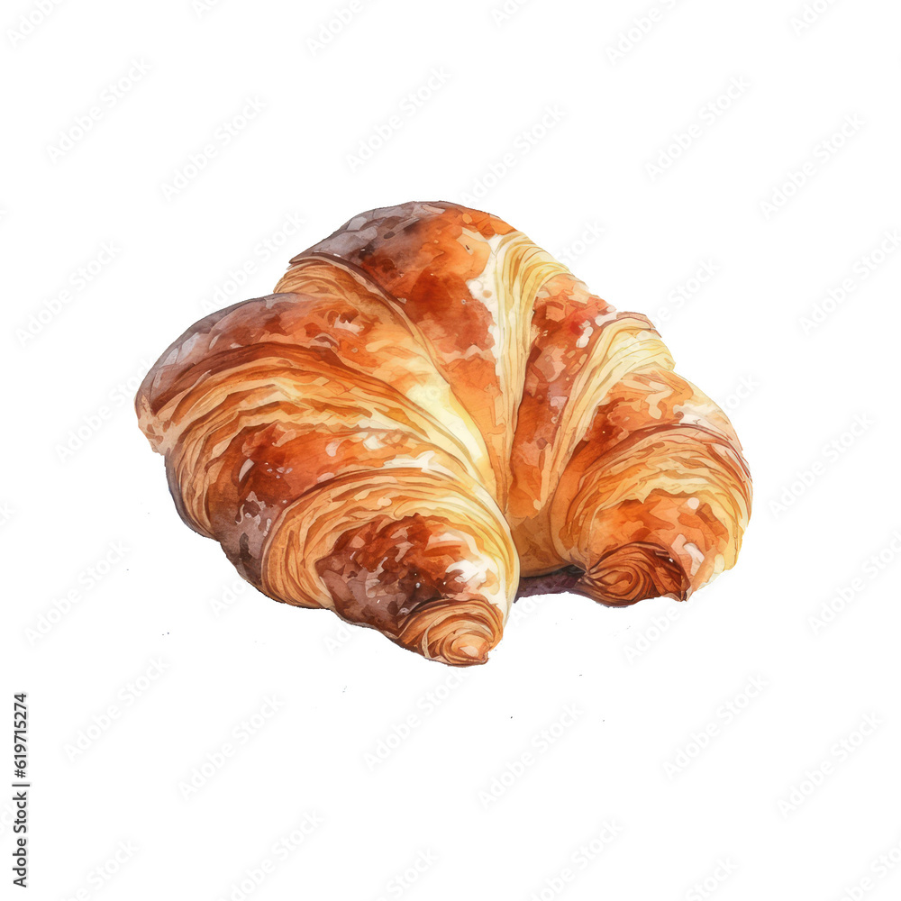 Watercolor illustration Fresh croissant Watercolor illustration Fresh croissant