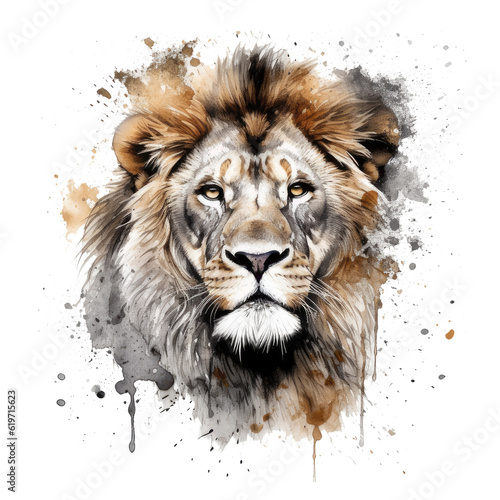 Watercolor illustration wild lion