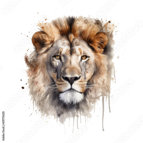 Watercolor illustration wild lion