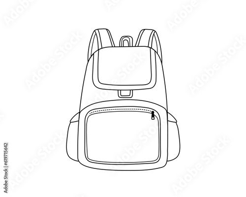School backpack in simple line style.Vector illustration