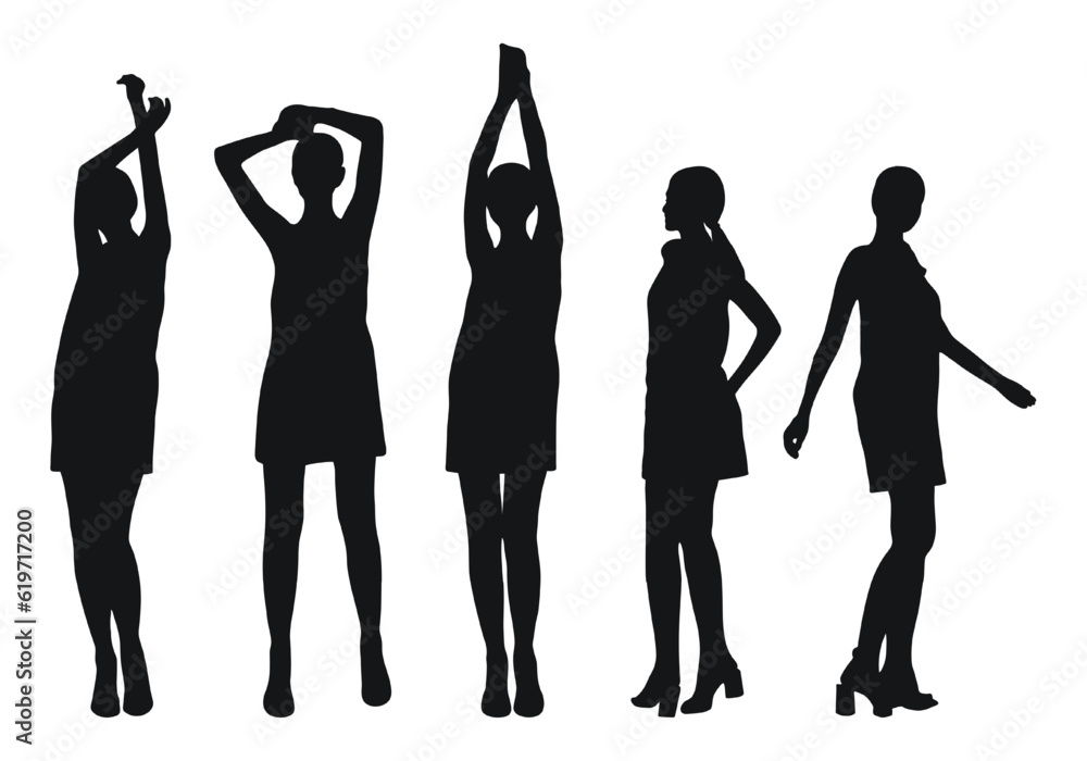 Image of a black silhouette of a dancing girl Image of a black silhouette of a dancing girl