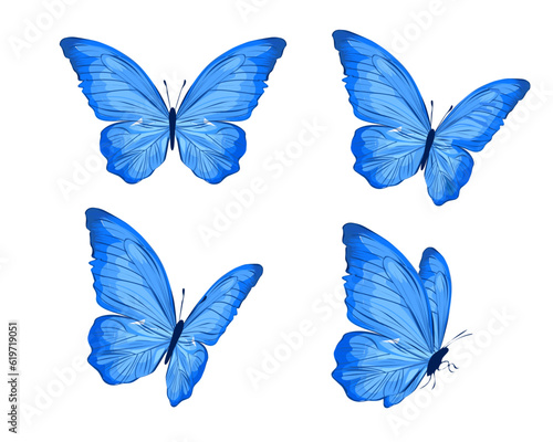set of  blue butterflies © gltekin