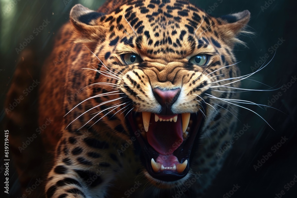 Obraz premium A ferocious leopard symbol of the Greece empire Daniel Biblical prophecies Generative AI Illustration