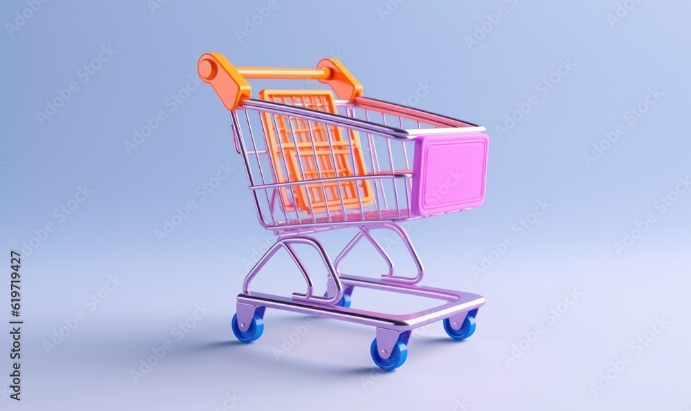 Online Shopping Concept with Shopping Cart Background. Generative Ai Online Shopping Concept with Shopping Cart Background. Generative Ai