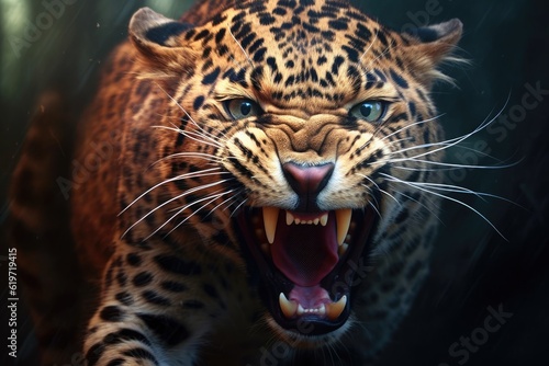 A ferocious leopard symbol of the Greece empire Daniel Biblical prophecies Generative AI Illustration photo