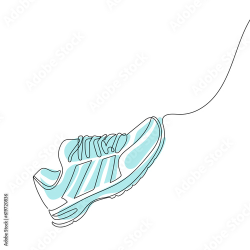 sneakers are drawn with one line. Sports shoes in a linear style. continuous one line. Vector illustration