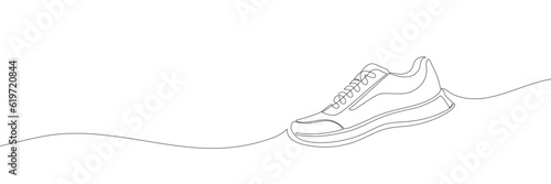 sneakers are drawn with one line. Sports shoes in a linear style. continuous one line. Vector illustration