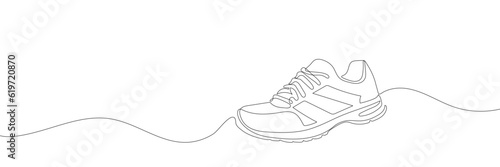 sneakers are drawn with one line. Sports shoes in a linear style. continuous one line. Vector illustration