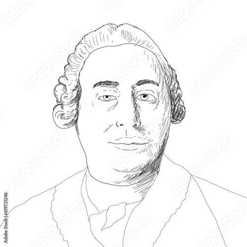 Realistic illustration of the Scottish philosopher David Hume photo
