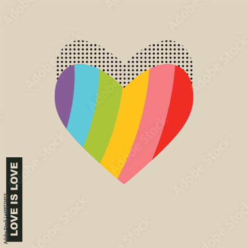 Love heart of rainbow colors. Love is love. Pride month. Flat graphic vector illustration isolated on white background.