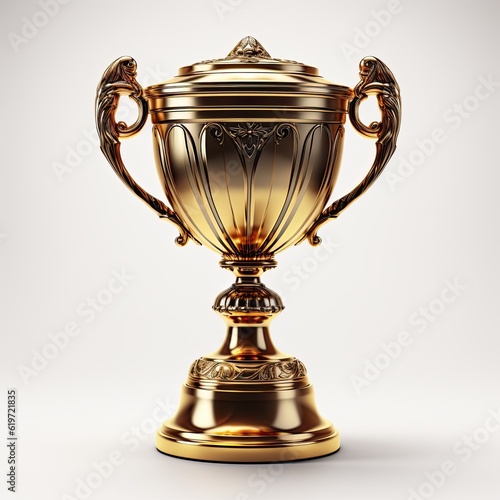 Golden trophy isolated on white background