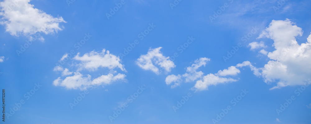 photo of blue sky and white clouds or cloudscape.