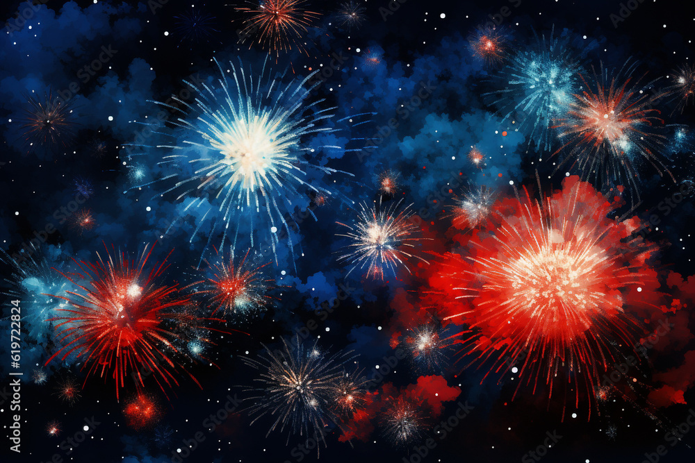 fireworks in the night sky of united states of america. usa concept. generative ai.