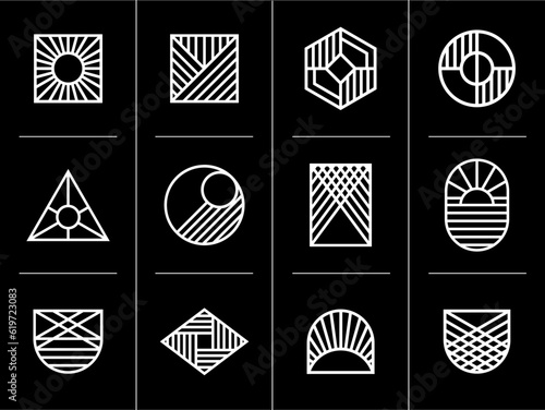 Set of abstract line logo design template