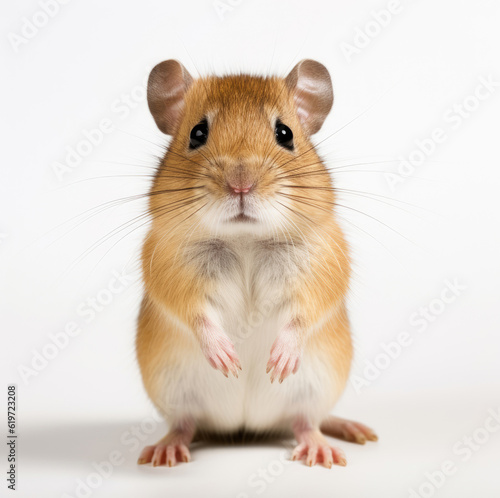 Cute little gerbil on white background